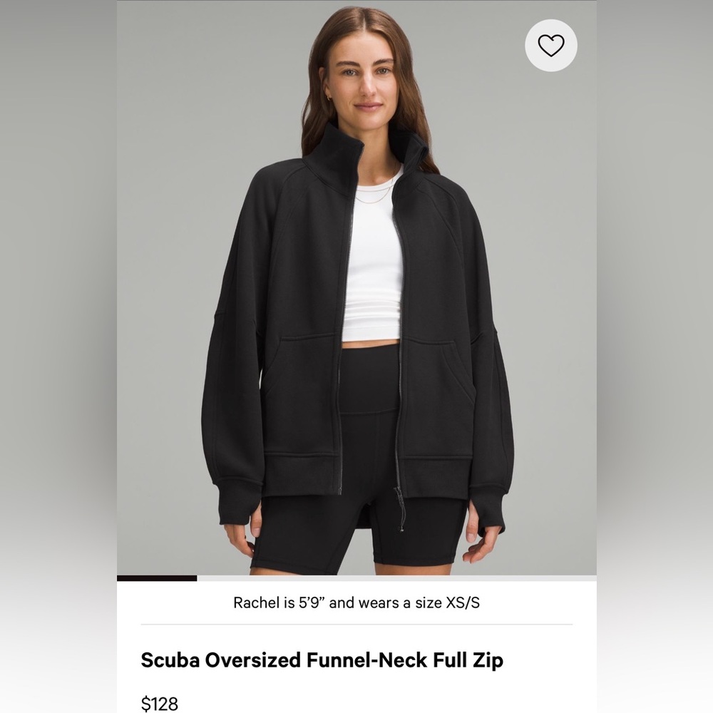 Black Scuba Oversized Funnel-Neck Full Zip Jacket lululemon size S
